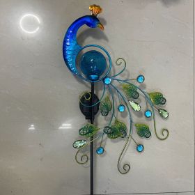 Solar Peacock Lamp And Plug Light Wrought Iron Solar Hollow Peacock Rain Gauge Peacock Ice