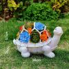 Outdoor Solar LED Turtle Light Succulents Planter Stand Garden Gnomes Statue Ornament Resin Home Terrace Accesorries Decorations - 26X16X17CM