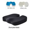 Gel Memory Foam U-shaped Seat Cushion Massage Car Office Chair for Long Sitting Coccyx Back Tailbone Pain Relief Gel Cushion Pad - Short plush black -