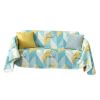 Blue Yellow Geometric Pattern Sofa Towel Single Sofa Cover Polyester Cotton Couch Cover Arm Chair Sofa Slipcover - Default