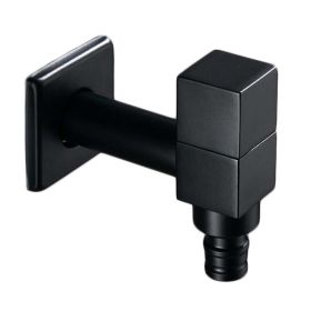 Black Rectangle Washing Machine Faucet Wall Mounted Basin Tap Kitchen Faucet Brass Single Cold Water Tap G 1/2" - Default