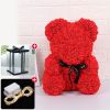 Wedding Decoration Rose Bear Artificial Flower With Box and Light Rose Teddy Bear For Women Valentines Girlfriend Birthday Gifts - 25CM-Red - China