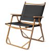 54.5*58*73.5cm Large Aluminum Frame 600D Khaki Oxford Fabric Loading 100kg Imitation Wood Grain Spray Paint Camping Chair Black - as picture