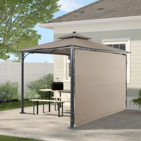 Patio 9.8ft.L x 9.8ft.W Gazebo with Extended Side Shed/Awning and LED Light for Backyard; Poolside; Deck; Brown - Brown