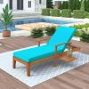 Outdoor Solid Wood 78.8" Chaise Lounge Patio Reclining Daybed with Cushion; Wheels and Sliding Cup Table for Backyard; Garden; Poolside; Brown Wood Fi