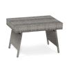 Folding PE Rattan Side Coffee Table Patio Garden Furniture - Gray