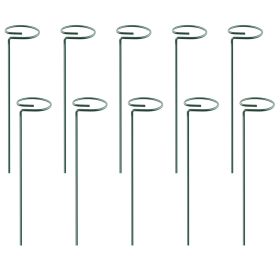 10Pcs Plant Support Stakes Garden Flower Single Stem Support Stake Iron Plant Cage Support Ring - 10in