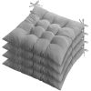 4Pcs Chair Cushion Pads Pillow Soft Tie On Square Sitting Mats For Home Office Car Sitting Travel - Grey