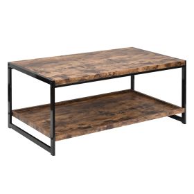 Coffee Table with Storage Shelf - bown+black