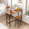 Bar Table Set with 2 Bar stools - Rustic Brown