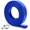 Foresee Pool Backwash Discharge Hose Heavy Duty Reinforced; PVC Lay-Flat Water Hose - Blue - 1.25 in x 100 ft