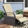 Outdoor Patio Rattan Wicker Swivel Recliner Chair;  Adjustable Reclining Chair 360Â¬âˆž Rotating with Water Resistant Cushions - Khaki