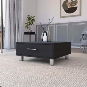 Myers Coffee Table; Four Legs; One Drawer - Black