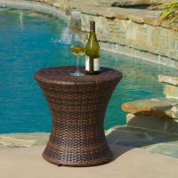 Townsgate Outdoor Brown Wicker Hourglass Side Table - as Pic