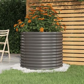 Garden Planter Powder-coated Steel 31.5"x31.5"x26.8" Gray - Gray