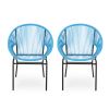 Chrissy Outdoor Blue Modern Faux Rattan Club Chairs (Set of 2) - as Pic