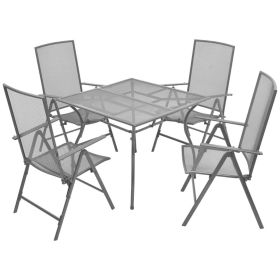 5 Piece Patio Dining Set with Folding Chairs Steel Anthracite - Anthracite