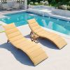 TOPMAX Outdoor Patio Wood Portable Extended Chaise Lounge Set with Foldable Tea Table for Balcony; Poolside; Garden; Brown - as Pic