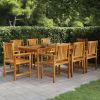 9 Piece Patio Dining Set Solid Wood Acacia - Brown