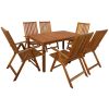 7 Piece Patio Dining Set Solid Acacia Wood - Brown