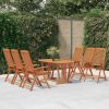 Folding Patio Chairs 6 pcs Solid Wood Eucalyptus - Brown