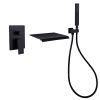 TrustMade Pressure-Balance Waterfall Single Handle Wall Mount Tub Faucet with Hand Shower; Matte Black - 2W02 - as Pic