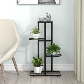 vidaXL 4-Floor Flower Stand 16.9"x8.7"x29.9" Black Metal - Black