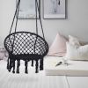 Hammock Chair Macrame Swing Max 330 Lbs Hanging Cotton Rope Hammock Swing Chair for Indoor and Outdoor - Black