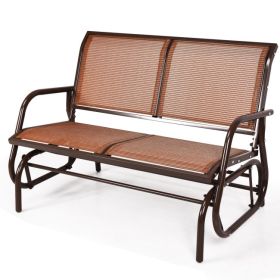 Swing Glider Chair 48 Inch Loveseat Rocker Lounge Backyard - Brown