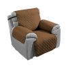 Reversible Sofa Cover Chair Loveseat Couch Slipcover Cushion Furniture Protector Shield Water-Resistant w/ Elastic Strap - Chocolate - 1S