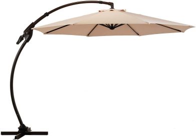 SR Deluxe Aluminum Offset Umbrella;  Patio Cantilever Umbrella - 3.3M Champagne without base