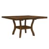 Transitional Brown Finish Dining Table with Lower Display Shelf and Extension Leaf Mindy Veneer Wood Dining Room Furniture - Brown