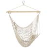 Hammock Chair Hanging Rope Seat Swing w/ Wooden Stick 220lbs Load for Patio Yard Porch Outdoor Bedroom Indoor - Beige