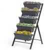 4 ft Vertical Raised Garden Bed with 5 Tiers for Patio Balcony - Gray