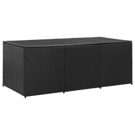 vidaXL Patio Storage Box Poly Rattan 70.8"x35.4"x29.5" Black - Black