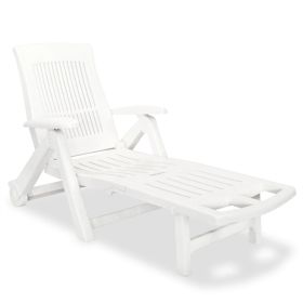 vidaXL Sun Lounger with Footrest Plastic White - White