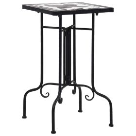 vidaXL Mosaic Side Table Black and White Ceramic - Black