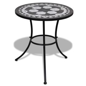 vidaXL Bistro Table Black and White 23.6" Mosaic - Black