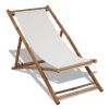 vidaXL Patio Deck Chair Bamboo and Canvas - White