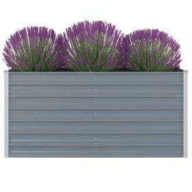 vidaXL Raised Garden Bed 63"x31.5"x30.3" Galvanized Steel Gray - Grey