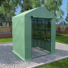 vidaXL Greenhouse with Shelves Steel 56.3"x56.3"x76.8" - Green