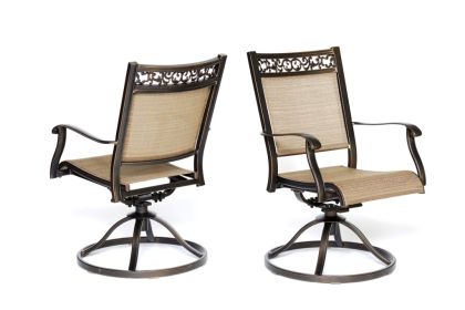 Swivel Rocker Chair, Cast Aluminum All-Weather Comfort Club Sling Arm Patio Dining Chair 2 Pcs/Set - Rocking Chairs - With Armrest