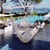 Indoor Outdoor Garden Cotton Hanging Rope Air/Sky Chair Swing Beige Hammocks - Beige