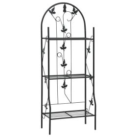 vidaXL 3-Layer Plant Rack Black 20.5"x11"x50.4" Iron - Black