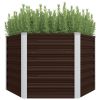 vidaXL Garden Raised Bed Brown 50.8"x50.8"x30.3" Galvanized Steel - Brown