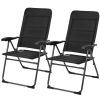 2 Pieces Outdoor Folding Patio Chairs with Adjustable Backrests for Bistro and Backyard - Black