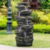 40inches High Rocks Outdoor Cascading Waterfall with LED Lights - 40inches