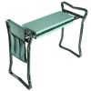 Foldable Garden Kneeler Seat with Kneeling Soft Cushion Pad Tools Pouch Portable Gardener - Green