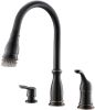 APPASO 3 Hole Kitchen Faucet with Pull Down Sprayer Oil Rubbed Bronze, 2-Hole Pull Out Kitchen Sink Faucet with Side Single Handle and Soap Dispenser