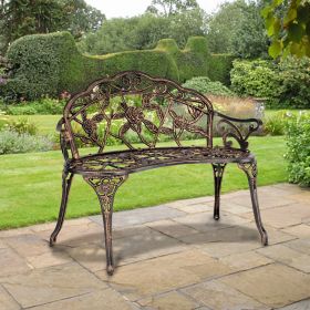 38.5" Cast Aluminum Outdoor Courtyard Decoration Park Leisure Rose Chair XH - Bronze